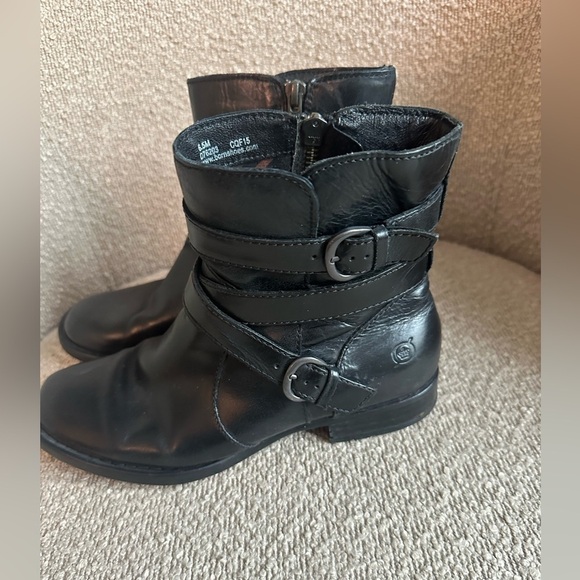 Born Mcmillan Ankle Boots Bootie Women's 6.5 Black Leather Strappy - Picture 3 of 7